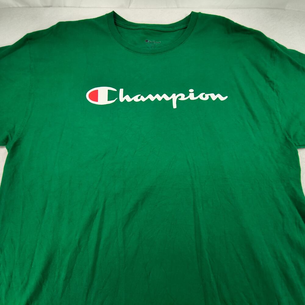 Champion Casual Short Sleeve Graphic Crew Neck T Shirt Mens Size 2XL Green